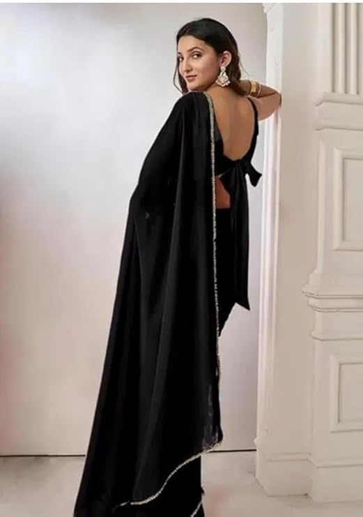 women's designer soft georgette saree with unstitched blouse piece and plain saree with lace border pati for women weddings, festivals & special occasions women's designer soft georgette saree with unstitched blouse piece and plain saree with lace border pati for women weddings, festivals & special occasions