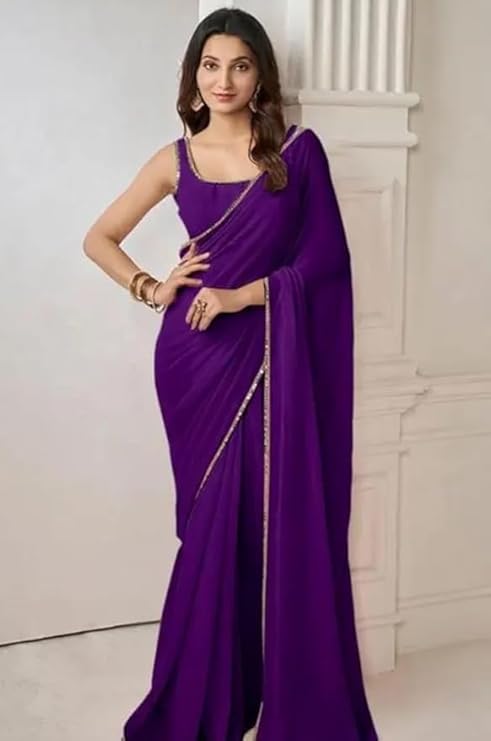 women's designer soft georgette saree with unstitched blouse piece and plain saree with lace border pati for women weddings, festivals & special occasions women's designer soft georgette saree with unstitched blouse piece and plain saree with lace border pati for women weddings, festivals & special occasions