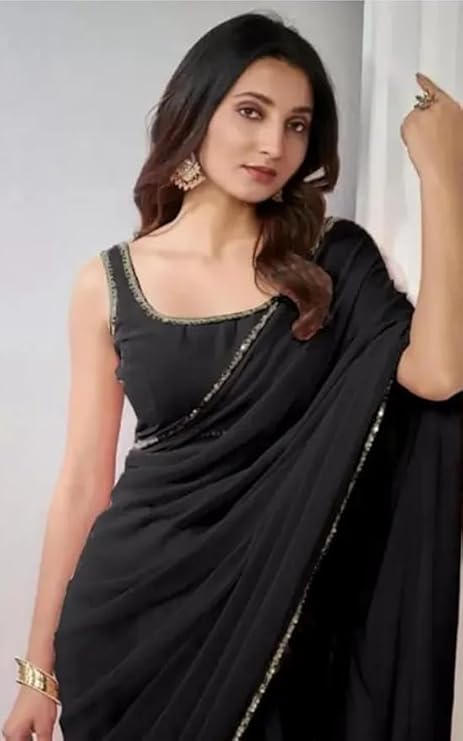 women's designer soft georgette saree with unstitched blouse piece and plain saree with lace border pati for women weddings, festivals & special occasions women's designer soft georgette saree with unstitched blouse piece and plain saree with lace border pati for women weddings, festivals & special occasions