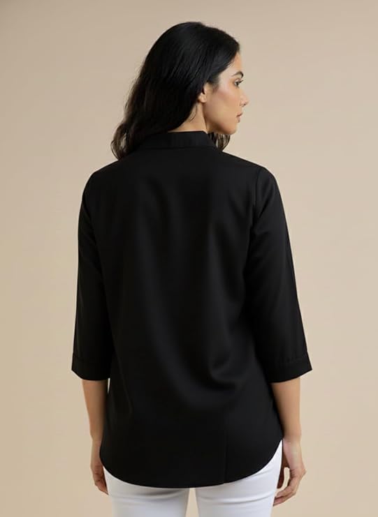 mirhanika women long shirt soft viscose rayon stylish hemline solid casual top western tunic shirt office formal wear mirhanika women long shirt soft viscose rayon stylish hemline solid casual top western tunic shirt office formal wear