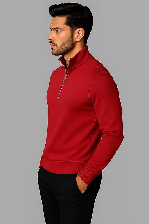 mack jonney men?s fleece half zip high neck sweatshirt | warm & stylish winter wear m4380 mack jonney men?s fleece half zip high neck sweatshirt | warm & stylish winter wear m4380