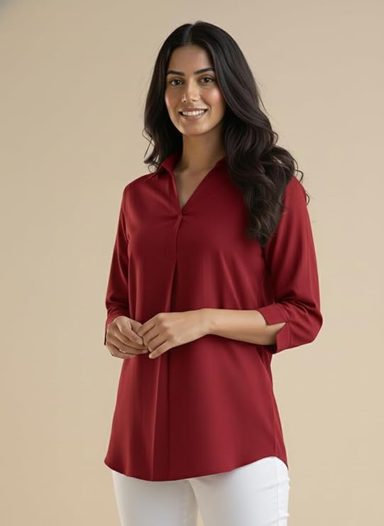 mirhanika women long shirt soft viscose rayon stylish hemline solid casual top western tunic shirt office formal wear mirhanika women long shirt soft viscose rayon stylish hemline solid casual top western tunic shirt office formal wear