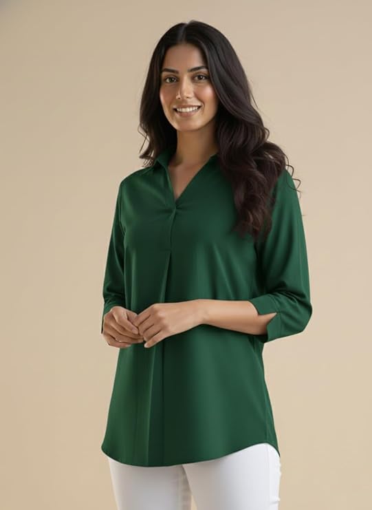 mirhanika women long shirt soft viscose rayon stylish hemline solid casual top western tunic shirt office formal wear mirhanika women long shirt soft viscose rayon stylish hemline solid casual top western tunic shirt office formal wear