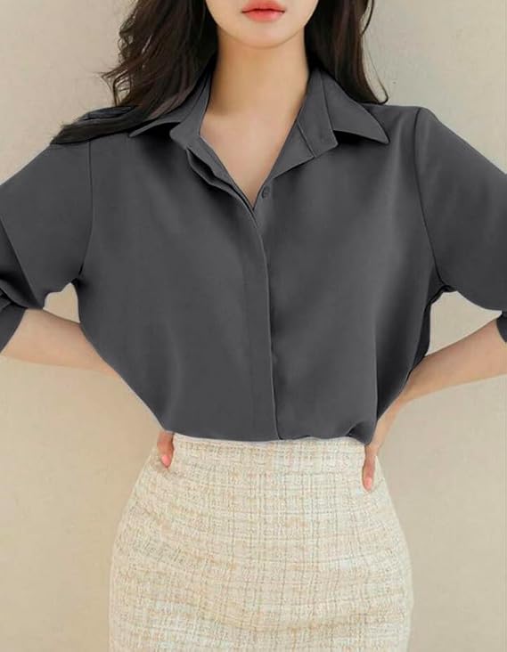 more n more trendz women's regular fit korean style shirts | stylish western shirt with concealed placket | casual & office wear shirt for women more n more trendz women's regular fit korean style shirts | stylish western shirt with concealed placket | casual & office wear shirt for women