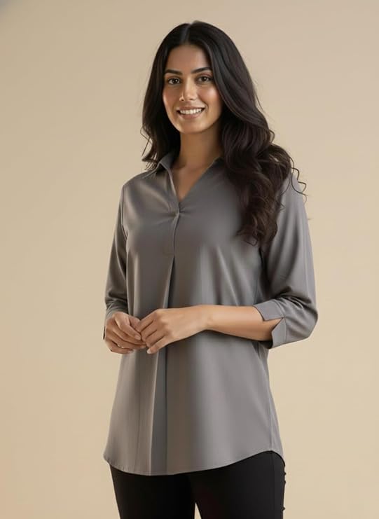 mirhanika women long shirt soft viscose rayon stylish hemline solid casual top western tunic shirt office formal wear mirhanika women long shirt soft viscose rayon stylish hemline solid casual top western tunic shirt office formal wear