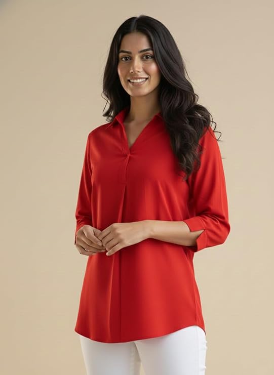 mirhanika women long shirt soft viscose rayon stylish hemline solid casual top western tunic shirt office formal wear mirhanika women long shirt soft viscose rayon stylish hemline solid casual top western tunic shirt office formal wear
