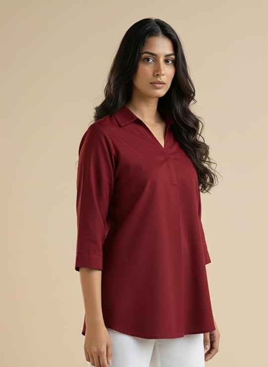 mirhanika women long shirt soft viscose rayon stylish hemline solid casual top western tunic shirt office formal wear mirhanika women long shirt soft viscose rayon stylish hemline solid casual top western tunic shirt office formal wear