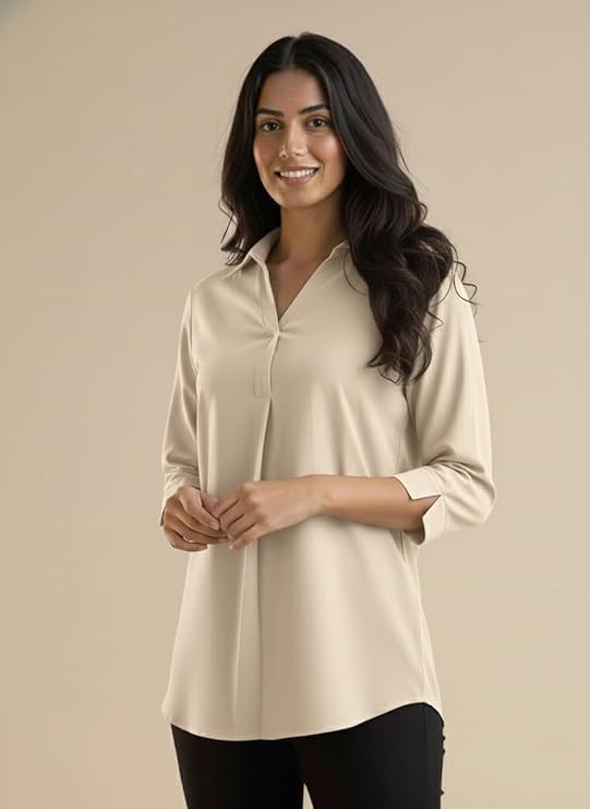 mirhanika women long shirt soft viscose rayon stylish hemline solid casual top western tunic shirt office formal wear mirhanika women long shirt soft viscose rayon stylish hemline solid casual top western tunic shirt office formal wear