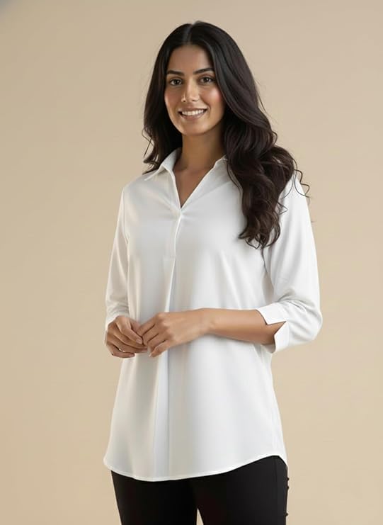 mirhanika women long shirt soft viscose rayon stylish hemline solid casual top western tunic shirt office formal wear mirhanika women long shirt soft viscose rayon stylish hemline solid casual top western tunic shirt office formal wear