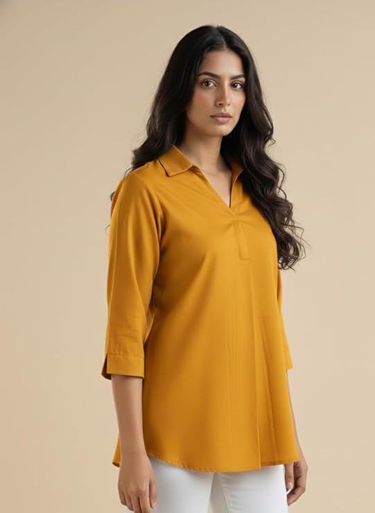mirhanika women long shirt soft viscose rayon stylish hemline solid casual top western tunic shirt office formal wear mirhanika women long shirt soft viscose rayon stylish hemline solid casual top western tunic shirt office formal wear