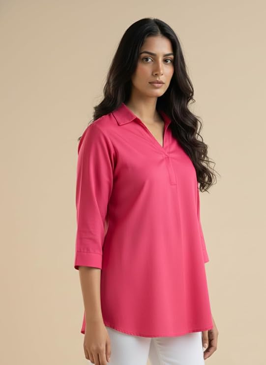 mirhanika women long shirt soft viscose rayon stylish hemline solid casual top western tunic shirt office formal wear mirhanika women long shirt soft viscose rayon stylish hemline solid casual top western tunic shirt office formal wear