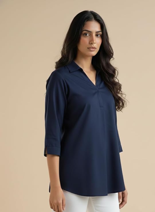 mirhanika women long shirt soft viscose rayon stylish hemline solid casual top western tunic shirt office formal wear mirhanika women long shirt soft viscose rayon stylish hemline solid casual top western tunic shirt office formal wear