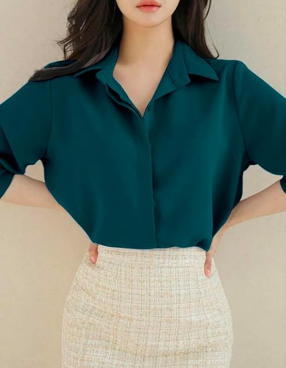 more n more trendz women's regular fit korean style shirts | stylish western shirt with concealed placket | casual & office wear shirt for women more n more trendz women's regular fit korean style shirts | stylish western shirt with concealed placket | casual & office wear shirt for women