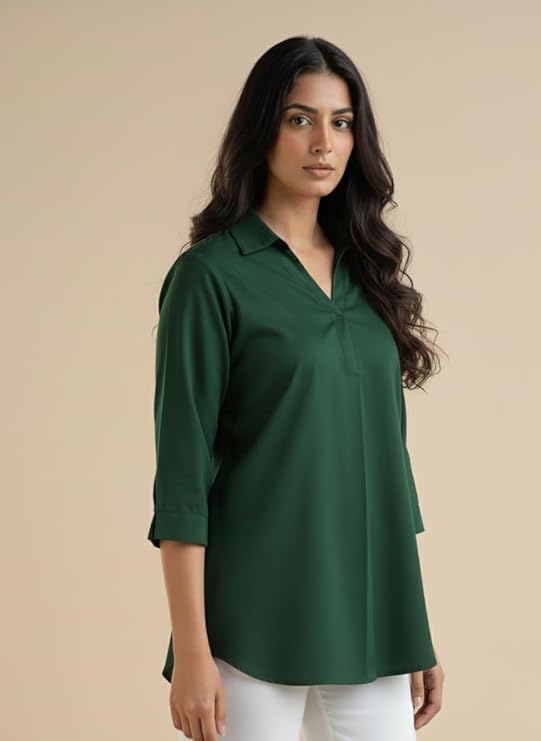 mirhanika women long shirt soft viscose rayon stylish hemline solid casual top western tunic shirt office formal wear mirhanika women long shirt soft viscose rayon stylish hemline solid casual top western tunic shirt office formal wear