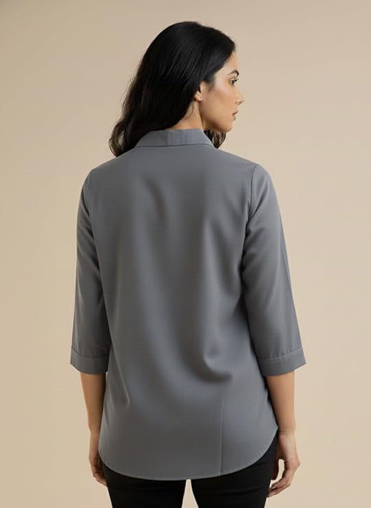 mirhanika women long shirt soft viscose rayon stylish hemline solid casual top western tunic shirt office formal wear mirhanika women long shirt soft viscose rayon stylish hemline solid casual top western tunic shirt office formal wear