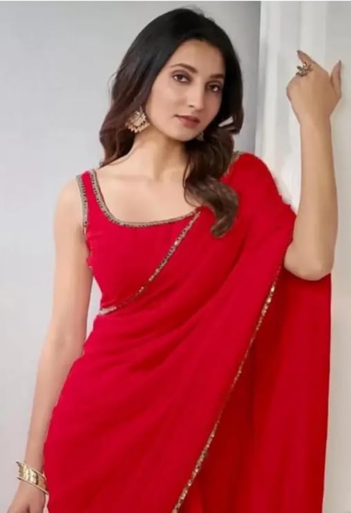 women's designer soft georgette saree with unstitched blouse piece and plain saree with lace border pati for women weddings, festivals & special occasions women's designer soft georgette saree with unstitched blouse piece and plain saree with lace border pati for women weddings, festivals & special occasions