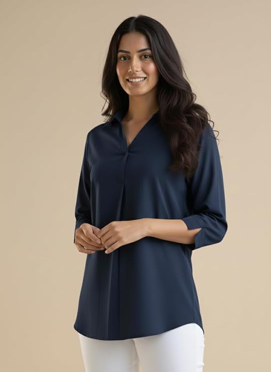 mirhanika women long shirt soft viscose rayon stylish hemline solid casual top western tunic shirt office formal wear mirhanika women long shirt soft viscose rayon stylish hemline solid casual top western tunic shirt office formal wear