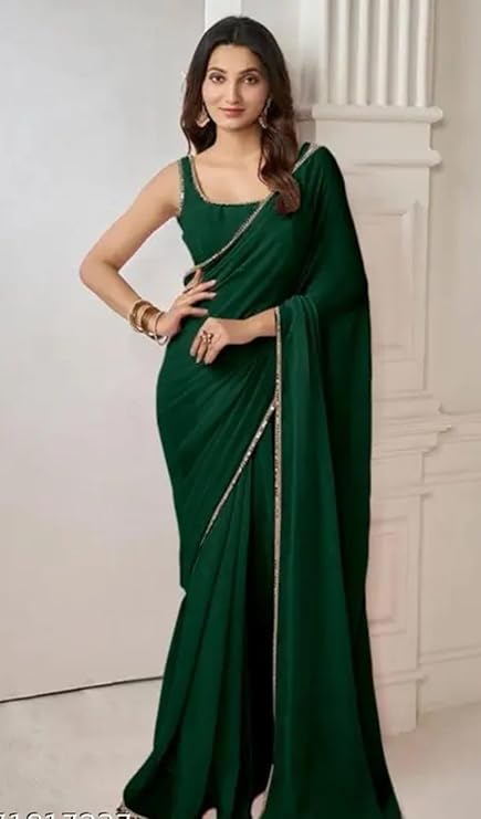 women's designer soft georgette saree with unstitched blouse piece and plain saree with lace border pati for women weddings, festivals & special occasions women's designer soft georgette saree with unstitched blouse piece and plain saree with lace border pati for women weddings, festivals & special occasions
