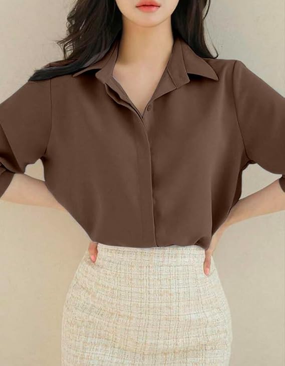 more n more trendz women's regular fit korean style shirts | stylish western shirt with concealed placket | casual & office wear shirt for women more n more trendz women's regular fit korean style shirts | stylish western shirt with concealed placket | casual & office wear shirt for women