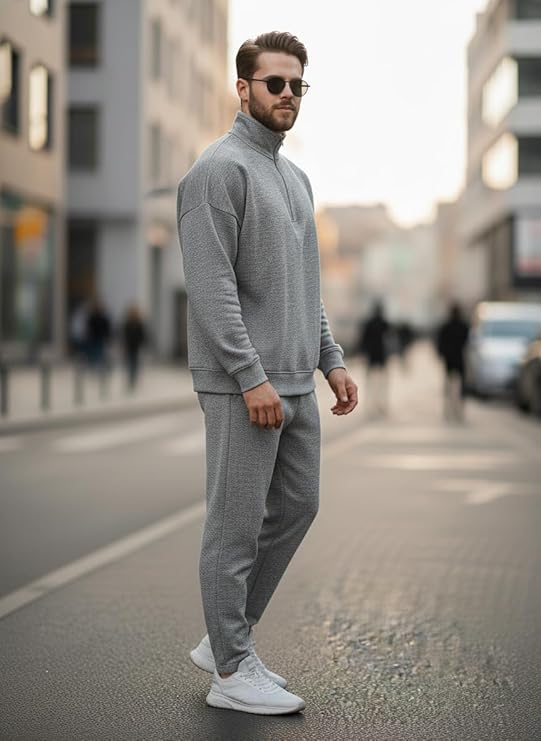 mack jonney solid half zipper track suit for men | co ord set | warm fleece tracksuit set | full sleeve sweatshirt mack jonney solid half zipper track suit for men | co ord set | warm fleece tracksuit set | full sleeve sweatshirt