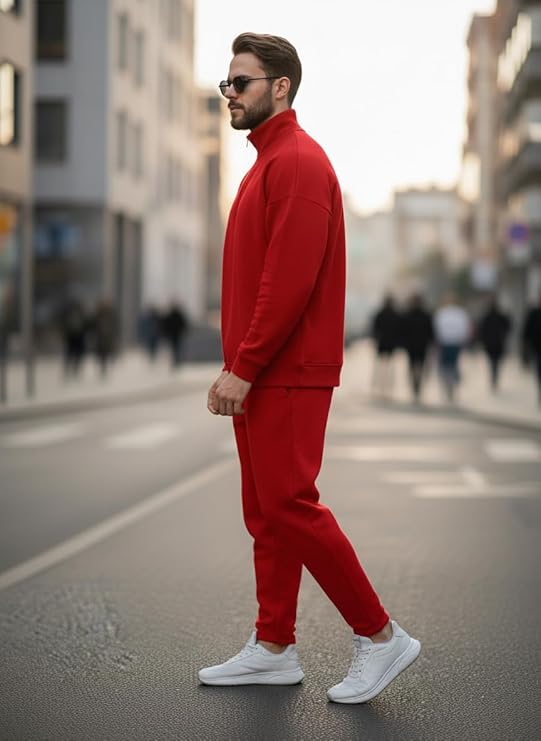 mack jonney solid half zipper track suit for men | co ord set | warm fleece tracksuit set | full sleeve sweatshirt mack jonney solid half zipper track suit for men | co ord set | warm fleece tracksuit set | full sleeve sweatshirt