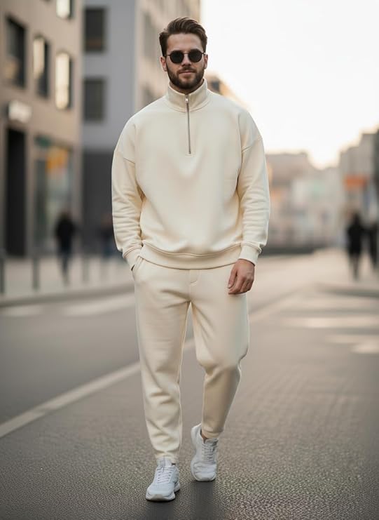 mack jonney solid half zipper track suit for men | co ord set | warm fleece tracksuit set | full sleeve sweatshirt mack jonney solid half zipper track suit for men | co ord set | warm fleece tracksuit set | full sleeve sweatshirt