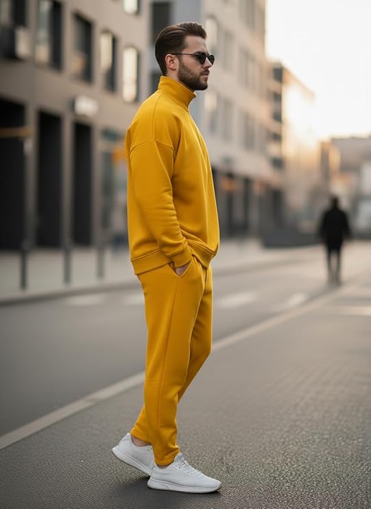 mack jonney solid half zipper track suit for men | co ord set | warm fleece tracksuit set | full sleeve sweatshirt mack jonney solid half zipper track suit for men | co ord set | warm fleece tracksuit set | full sleeve sweatshirt