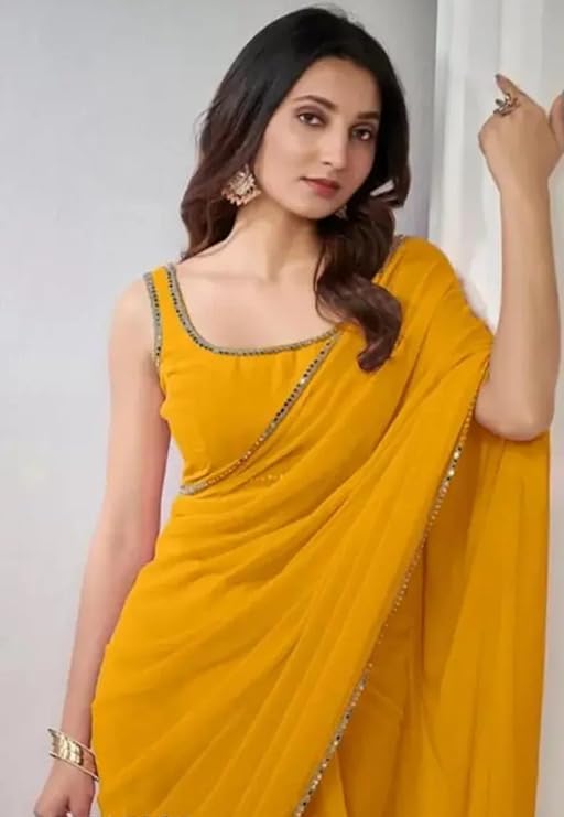 women's designer soft georgette saree with unstitched blouse piece and plain saree with lace border pati for women weddings, festivals & special occasions women's designer soft georgette saree with unstitched blouse piece and plain saree with lace border pati for women weddings, festivals & special occasions