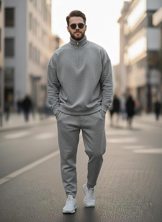 mack jonney solid half zipper track suit for men | co ord set | warm fleece tracksuit set | full sleeve sweatshirt mack jonney solid half zipper track suit for men | co ord set | warm fleece tracksuit set | full sleeve sweatshirt