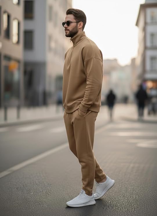 mack jonney solid half zipper track suit for men | co ord set | warm fleece tracksuit set | full sleeve sweatshirt mack jonney solid half zipper track suit for men | co ord set | warm fleece tracksuit set | full sleeve sweatshirt