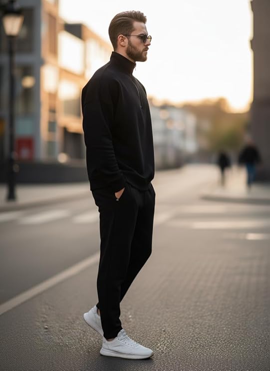 mack jonney solid half zipper track suit for men | co ord set | warm fleece tracksuit set | full sleeve sweatshirt mack jonney solid half zipper track suit for men | co ord set | warm fleece tracksuit set | full sleeve sweatshirt