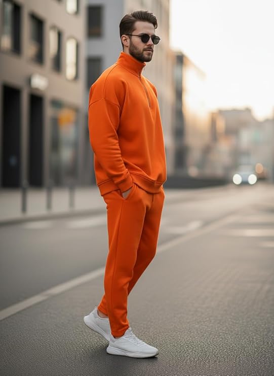 mack jonney solid half zipper track suit for men | co ord set | warm fleece tracksuit set | full sleeve sweatshirt mack jonney solid half zipper track suit for men | co ord set | warm fleece tracksuit set | full sleeve sweatshirt
