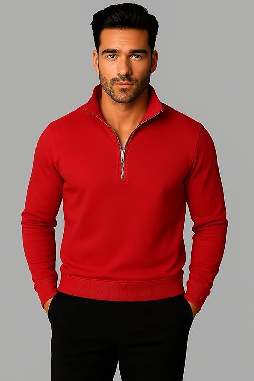 mack jonney men?s fleece half zip high neck sweatshirt | warm & stylish winter wear m4380 mack jonney men?s fleece half zip high neck sweatshirt | warm & stylish winter wear m4380