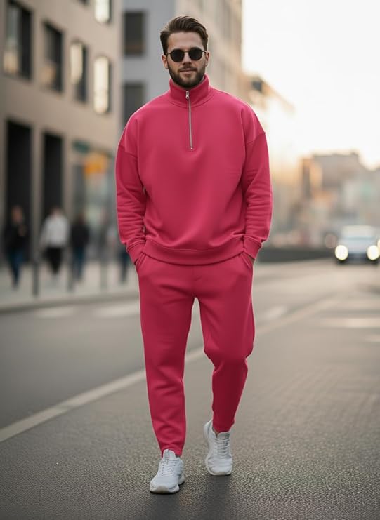 mack jonney solid half zipper track suit for men | co ord set | warm fleece tracksuit set | full sleeve sweatshirt mack jonney solid half zipper track suit for men | co ord set | warm fleece tracksuit set | full sleeve sweatshirt