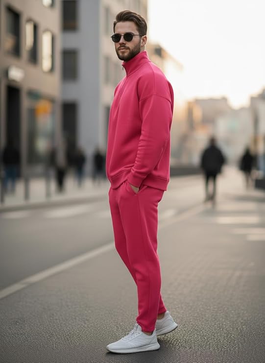 mack jonney solid half zipper track suit for men | co ord set | warm fleece tracksuit set | full sleeve sweatshirt mack jonney solid half zipper track suit for men | co ord set | warm fleece tracksuit set | full sleeve sweatshirt
