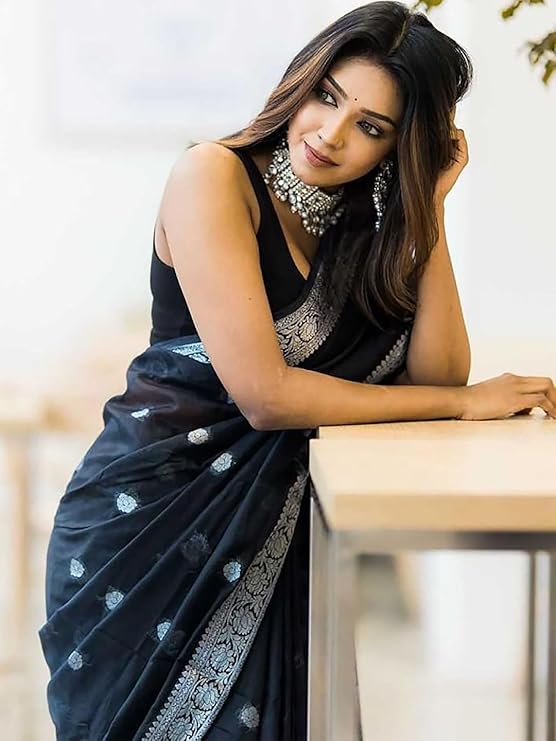 sugathari women's black banarasi kanchipuram art silk saree for women ? traditional wedding & party saree with blouse piece ? ethnic indian silk saree for bridal, festive & gifting (rt 21) sugathari women's black banarasi kanchipuram art silk saree for women ? traditional wedding & party saree with blouse piece ? ethnic indian silk saree for bridal, festive & gifting (rt 21)