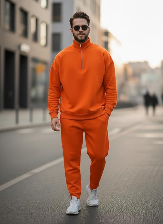 mack jonney solid half zipper track suit for men | co ord set | warm fleece tracksuit set | full sleeve sweatshirt mack jonney solid half zipper track suit for men | co ord set | warm fleece tracksuit set | full sleeve sweatshirt