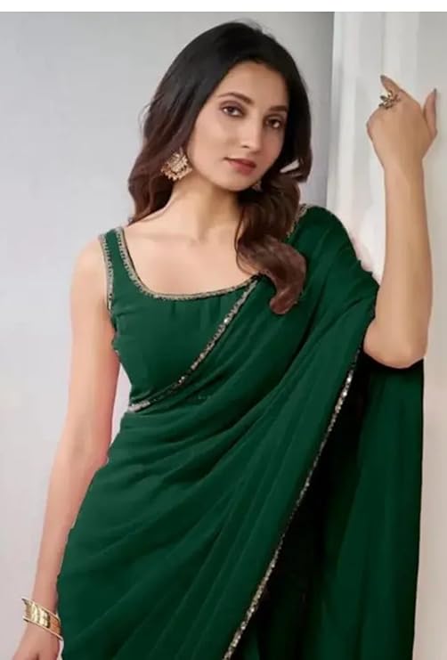 women's designer soft georgette saree with unstitched blouse piece and plain saree with lace border pati for women weddings, festivals & special occasions women's designer soft georgette saree with unstitched blouse piece and plain saree with lace border pati for women weddings, festivals & special occasions