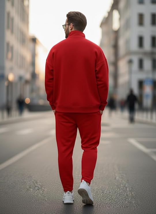 mack jonney solid half zipper track suit for men | co ord set | warm fleece tracksuit set | full sleeve sweatshirt mack jonney solid half zipper track suit for men | co ord set | warm fleece tracksuit set | full sleeve sweatshirt