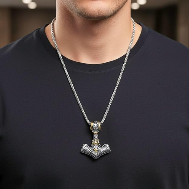 the men thing pendant for men pure titanium steel pendant viking collection with 24inch round box chain for men & boy the men thing pendant for men pure titanium steel pendant viking collection with 24inch round box chain for men & boy