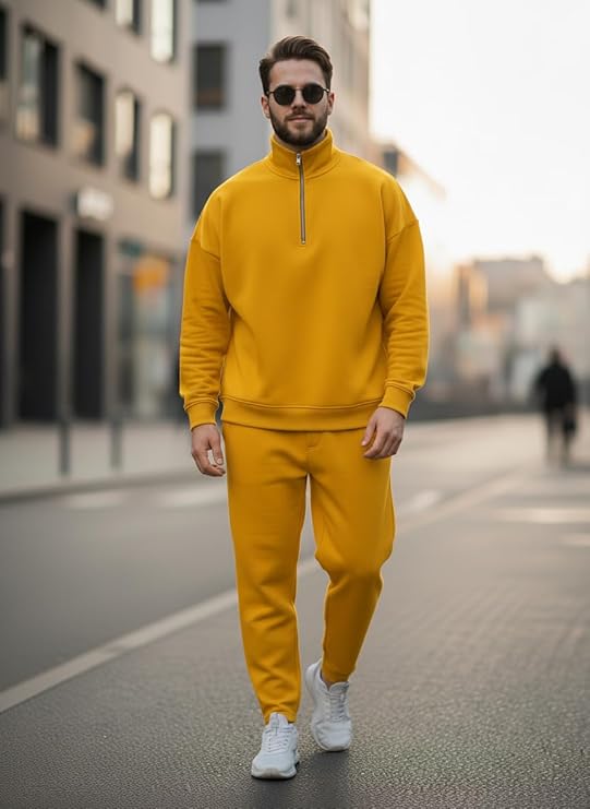 mack jonney solid half zipper track suit for men | co ord set | warm fleece tracksuit set | full sleeve sweatshirt mack jonney solid half zipper track suit for men | co ord set | warm fleece tracksuit set | full sleeve sweatshirt