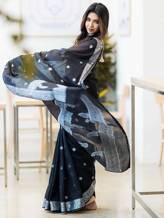 sugathari women's black banarasi kanchipuram art silk saree for women ? traditional wedding & party saree with blouse piece ? ethnic indian silk saree for bridal, festive & gifting (rt 21) sugathari women's black banarasi kanchipuram art silk saree for women ? traditional wedding & party saree with blouse piece ? ethnic indian silk saree for bridal, festive & gifting (rt 21)