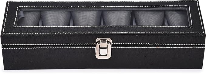 storeshine men's and women's leatherette watch organizer holder case for 6 watches, removable watch pillows, watch box holder, gift for loved ones (grey::black) storeshine men's and women's leatherette watch organizer holder case for 6 watches, removable watch pillows, watch box holder, gift for loved ones (grey::black)