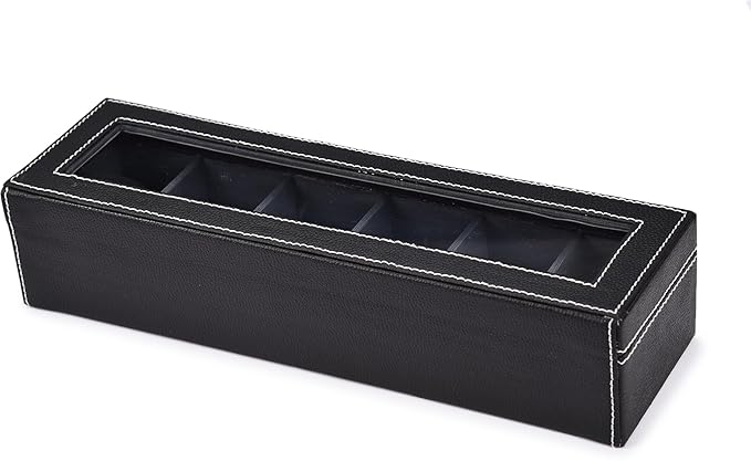 storeshine men's and women's leatherette watch organizer holder case for 6 watches, removable watch pillows, watch box holder, gift for loved ones (grey::black) storeshine men's and women's leatherette watch organizer holder case for 6 watches, removable watch pillows, watch box holder, gift for loved ones (grey::black)