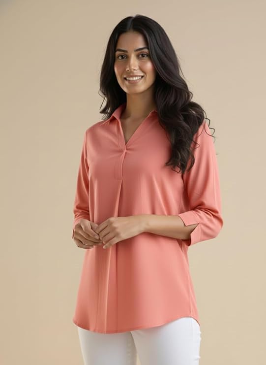 mirhanika women long shirt soft viscose rayon stylish hemline solid casual top western tunic shirt office formal wear mirhanika women long shirt soft viscose rayon stylish hemline solid casual top western tunic shirt office formal wear