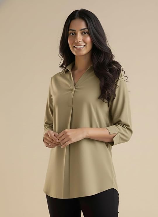 mirhanika women long shirt soft viscose rayon stylish hemline solid casual top western tunic shirt office formal wear mirhanika women long shirt soft viscose rayon stylish hemline solid casual top western tunic shirt office formal wear