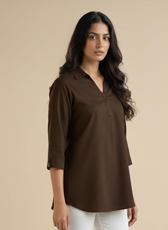 mirhanika women long shirt soft viscose rayon stylish hemline solid casual top western tunic shirt office formal wear mirhanika women long shirt soft viscose rayon stylish hemline solid casual top western tunic shirt office formal wear