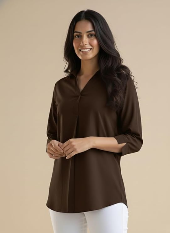 mirhanika women long shirt soft viscose rayon stylish hemline solid casual top western tunic shirt office formal wear mirhanika women long shirt soft viscose rayon stylish hemline solid casual top western tunic shirt office formal wear