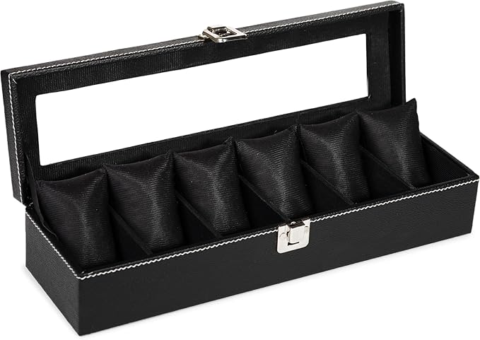 storeshine men's and women's leatherette watch organizer holder case for 6 watches, removable watch pillows, watch box holder, gift for loved ones (black) storeshine men's and women's leatherette watch organizer holder case for 6 watches, removable watch pillows, watch box holder, gift for loved ones (black)