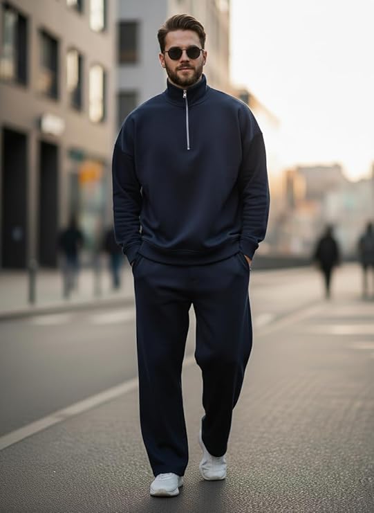mack jonney solid half zipper track suit for men | co ord set | warm fleece tracksuit set | full sleeve sweatshirt mack jonney solid half zipper track suit for men | co ord set | warm fleece tracksuit set | full sleeve sweatshirt